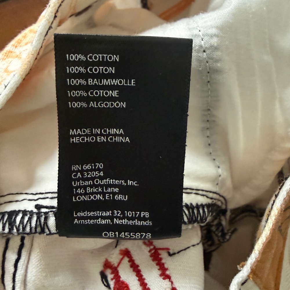 BDG Urban Outfitters Pitched Waist Graphic Print Denim Shorts White Orange Sz 29 - Picture 8 of 9